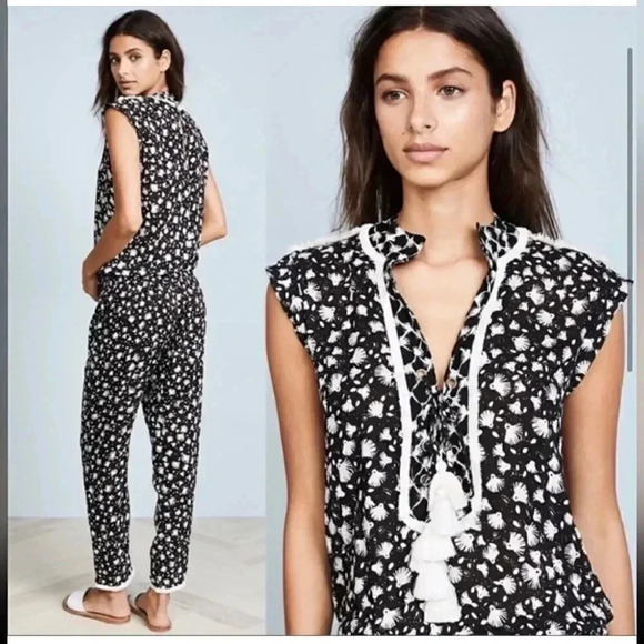 POUPETTE ST BARTH Black And White Donna Long Jumpsuit - Picture 9 of 9